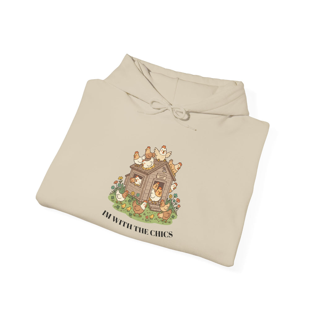 Cozy Cottage Chicken Hoodie — 'In with the Chicks' Cute Farmhouse Pullover