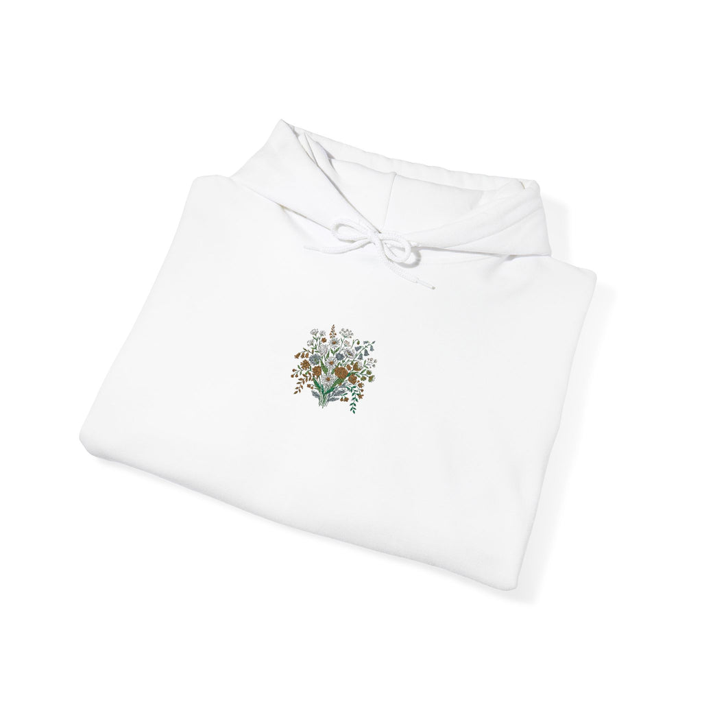 Floral Heart Hoodie — Delicate Wildflower Chest Print