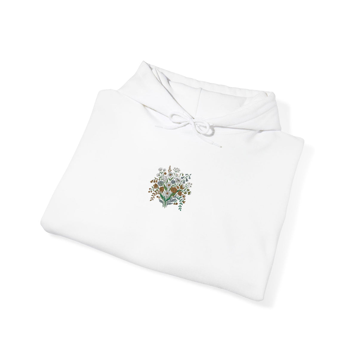 Floral Heart Hoodie — Delicate Wildflower Chest Print