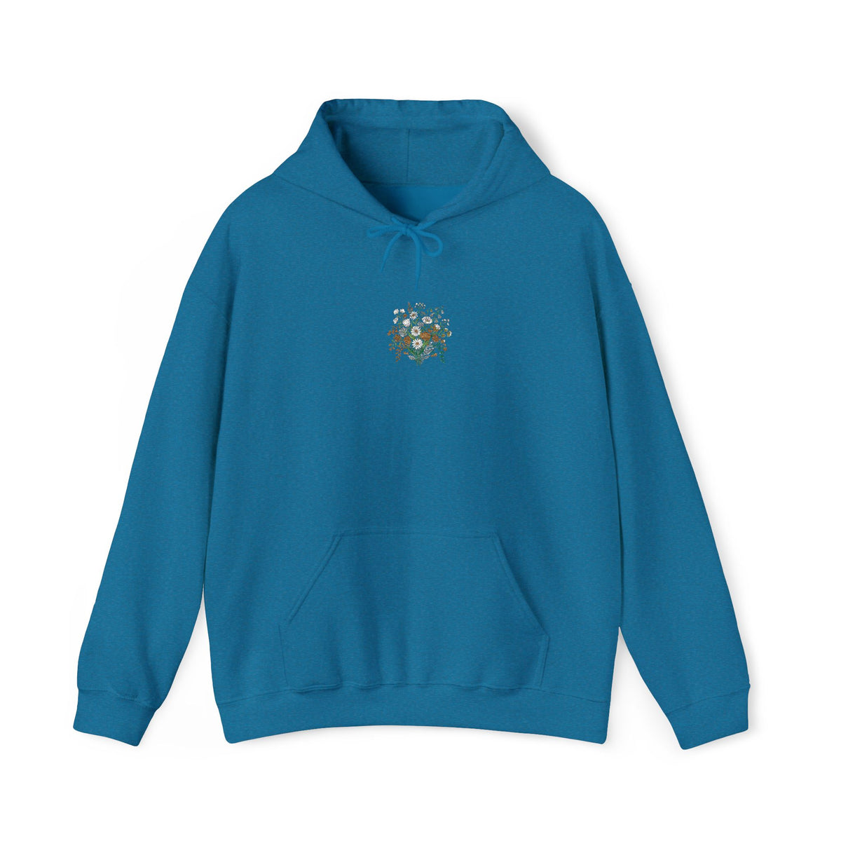 Floral Heart Hoodie — Delicate Wildflower Chest Print