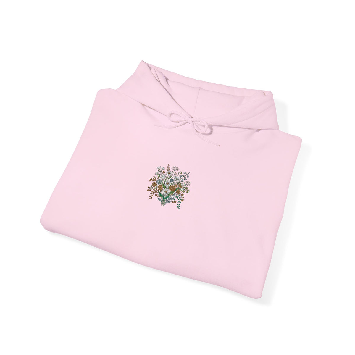 Floral Heart Hoodie — Delicate Wildflower Chest Print