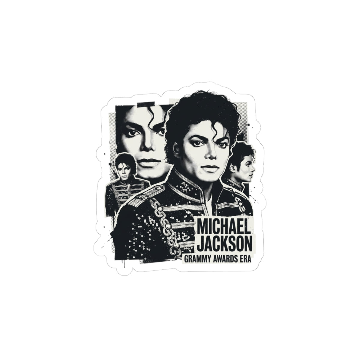 Michael Jackson Kiss-Cut Sticker — Grammy Awards Era Black & White Portrait