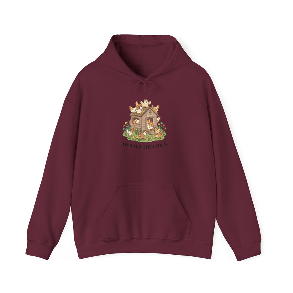 Cozy Cottage Chicken Hoodie — 'In with the Chicks' Cute Farmhouse Pullover