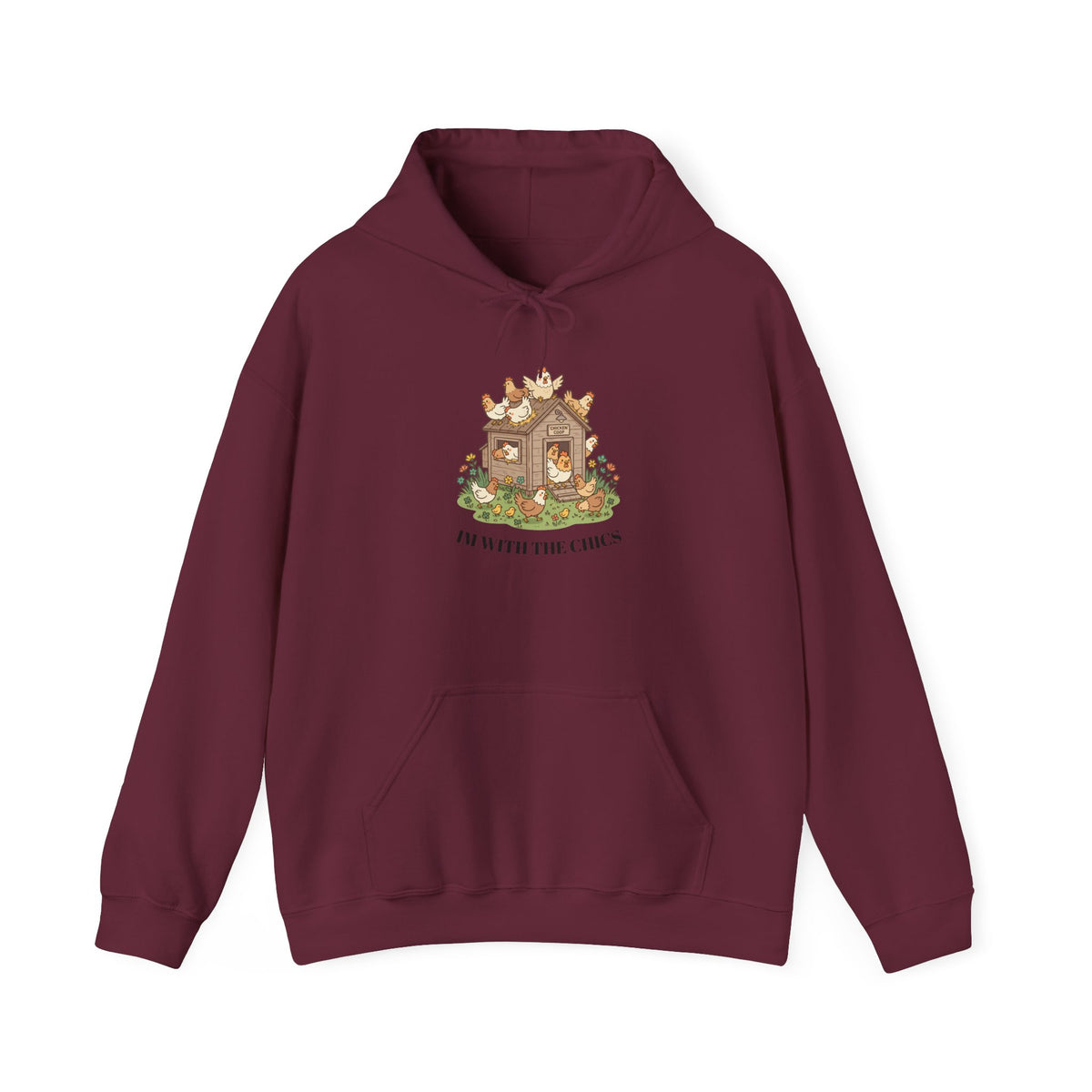 Cozy Cottage Chicken Hoodie — 'In with the Chicks' Cute Farmhouse Pullover