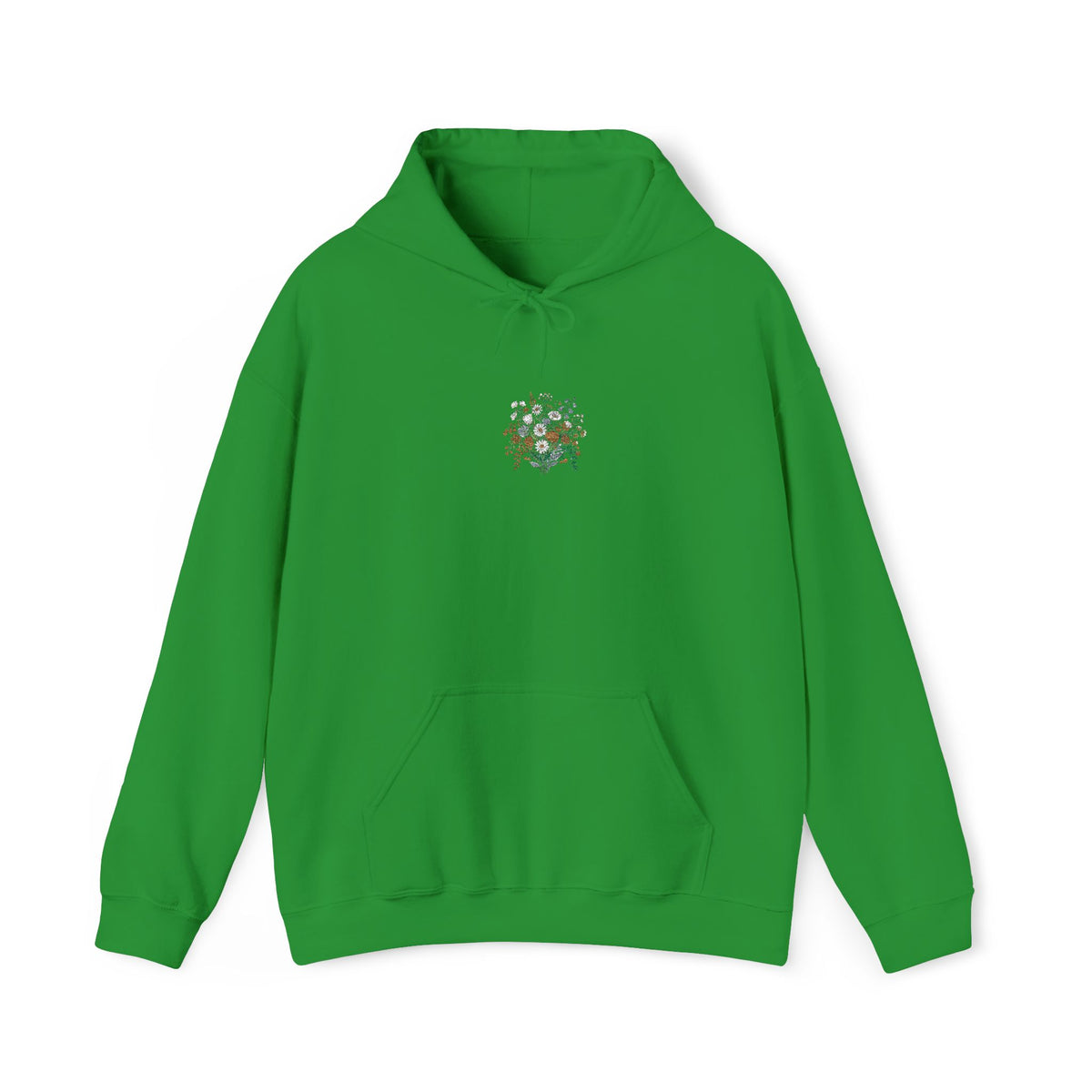 Floral Heart Hoodie — Delicate Wildflower Chest Print