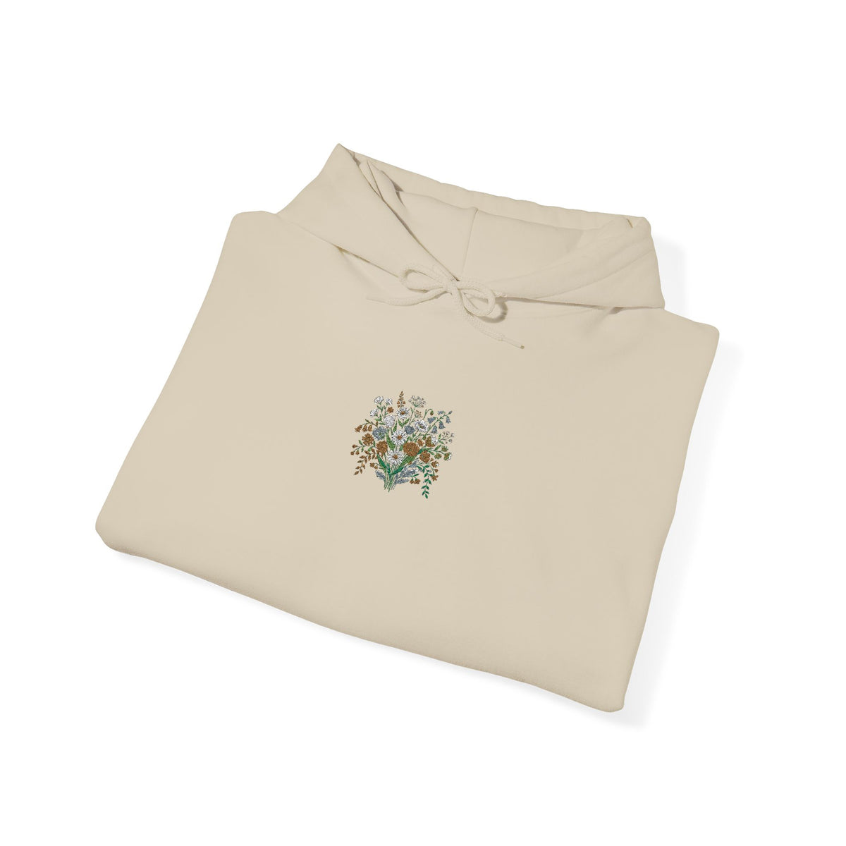 Floral Heart Hoodie — Delicate Wildflower Chest Print