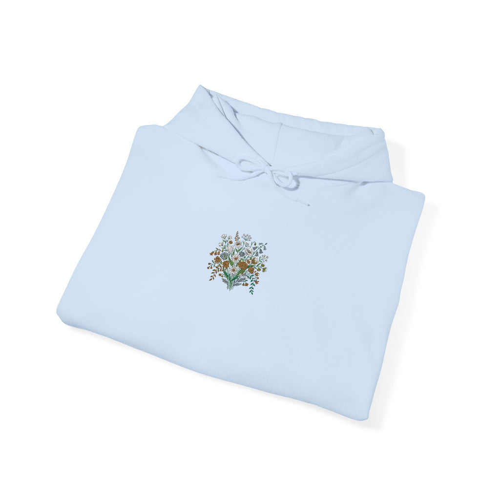 Floral Heart Hoodie — Delicate Wildflower Chest Print