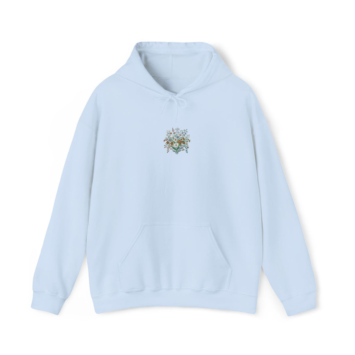 Floral Heart Hoodie — Delicate Wildflower Chest Print