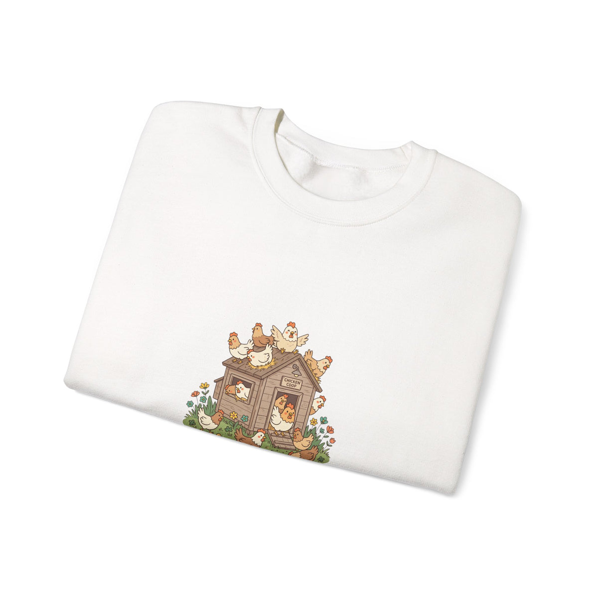 Crewneck Sweatshirt - Cottage Core Woodland House 'I'm with the chicks' Cozy Graphic Pullover