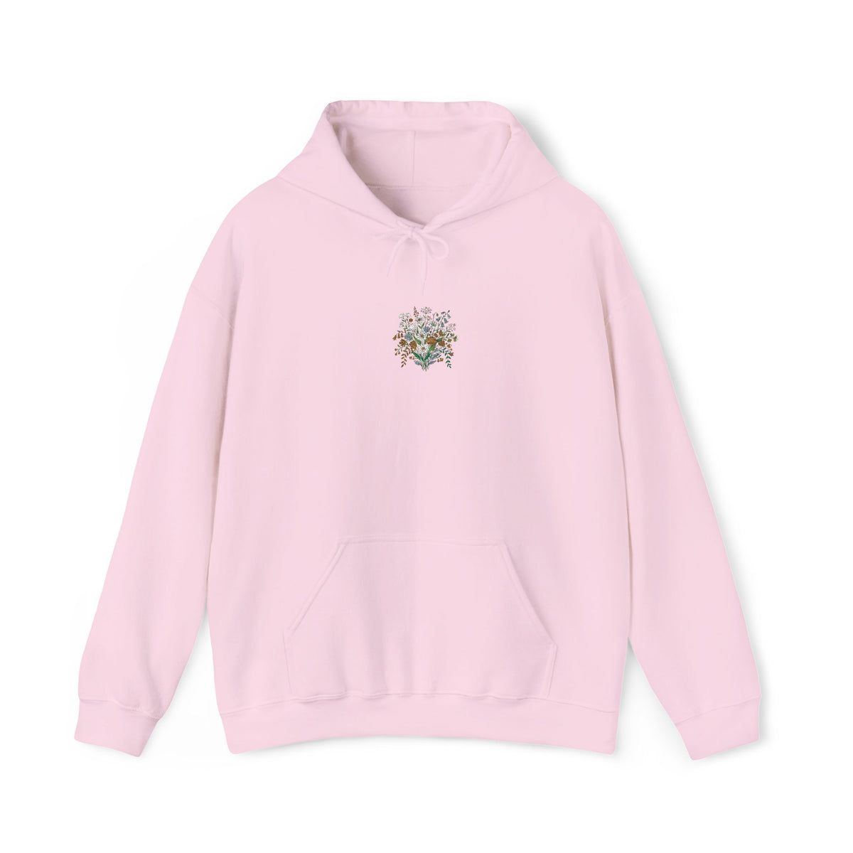 Floral Heart Hoodie — Delicate Wildflower Chest Print