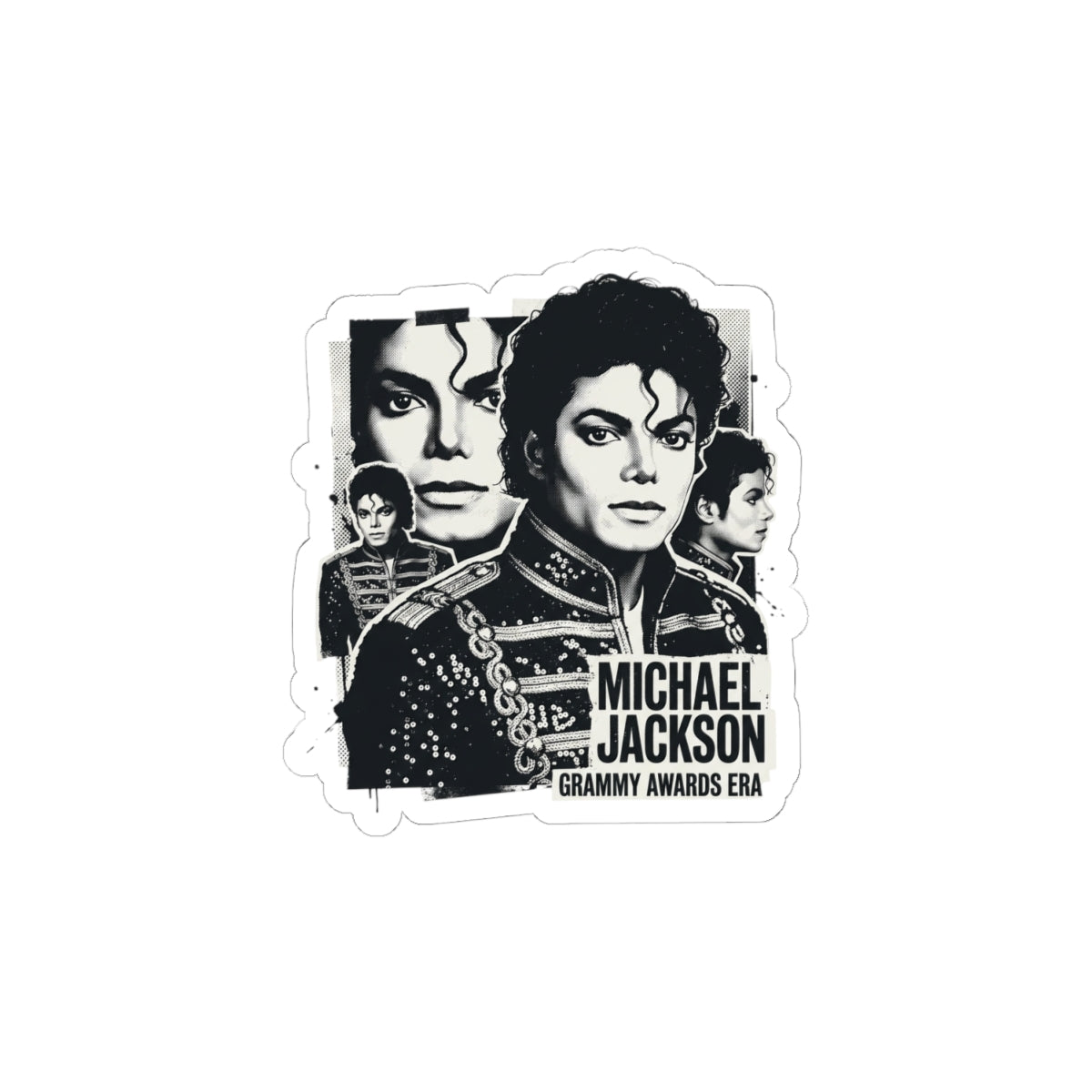 Michael Jackson Kiss-Cut Sticker — Grammy Awards Era Black & White Portrait